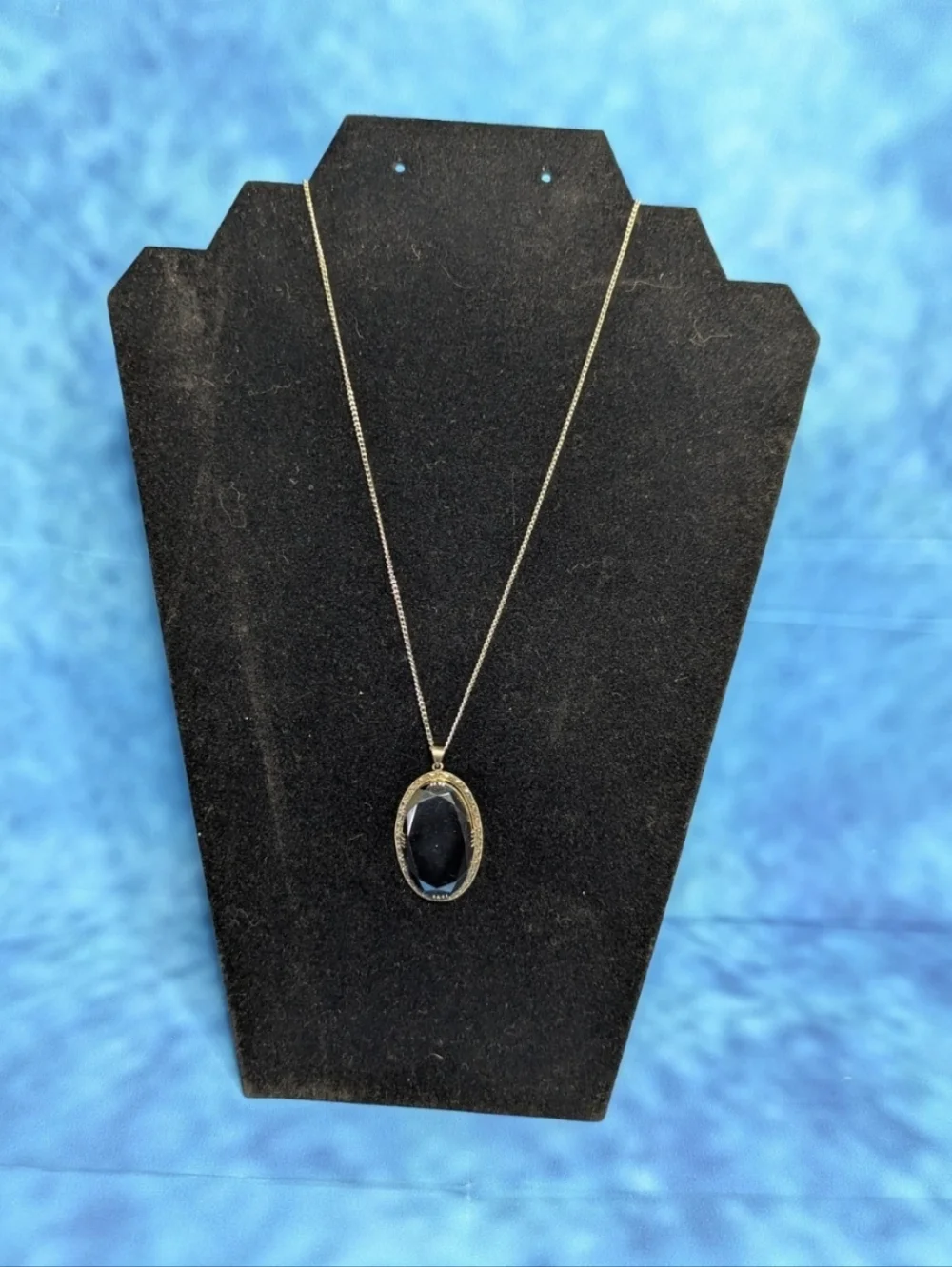 Vintage 60s Japanese Estate Necklace Stamped Silver With Gemstone Pendant